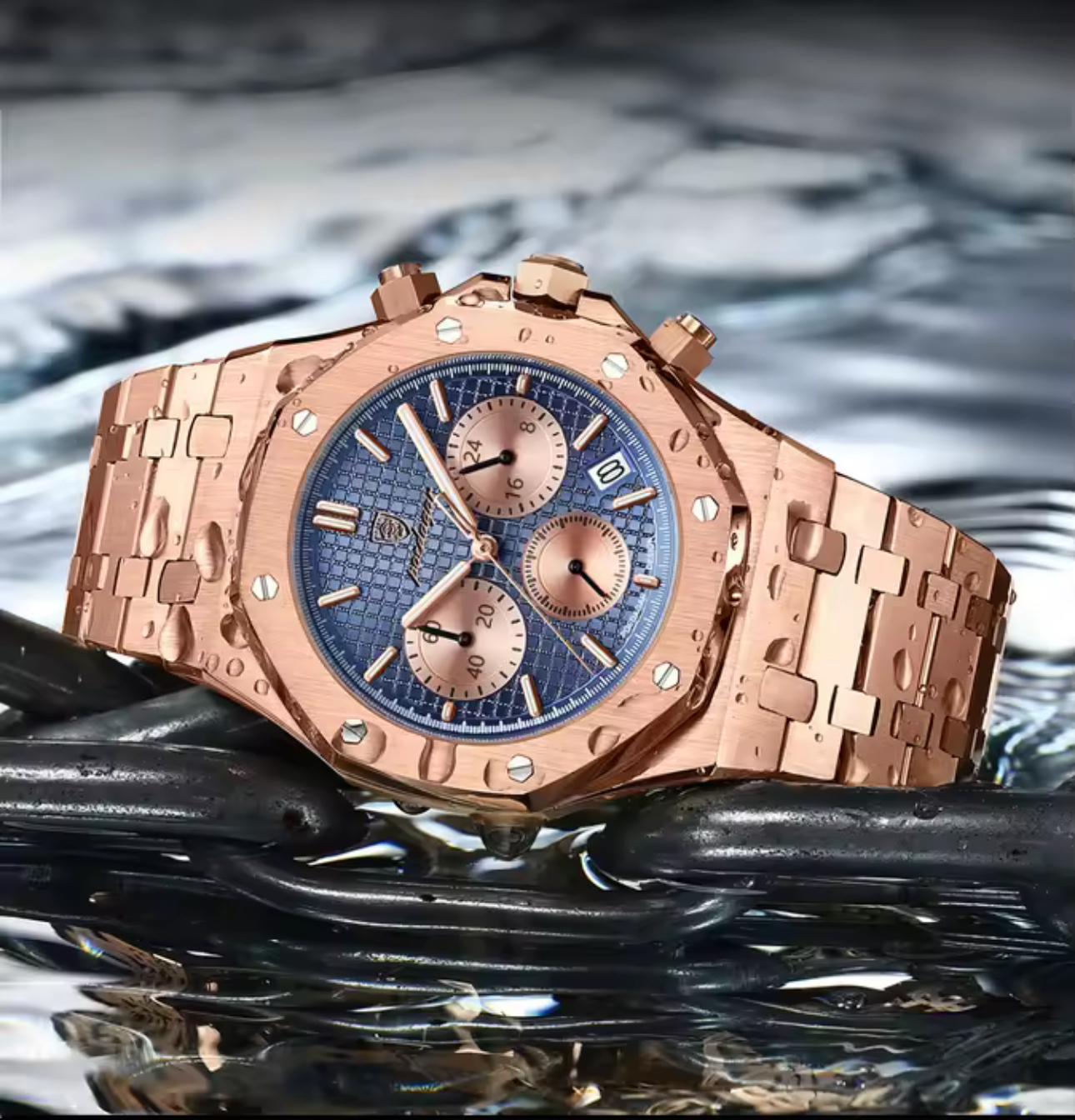 Reloj con cronógrafo y fecha oro rosa 42mm